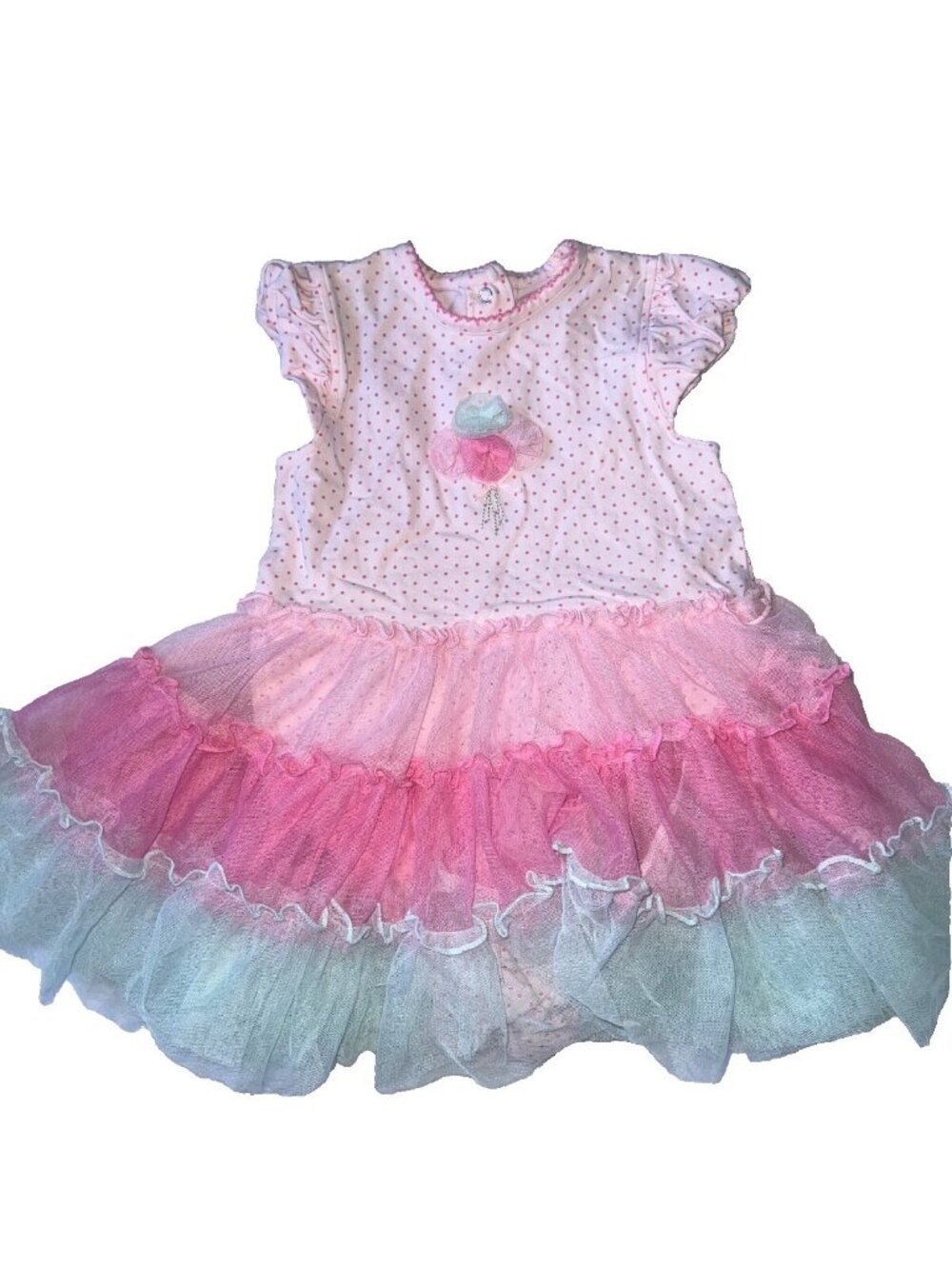Little Me girls dress size 24 Months pink tutu short sleeve layered
